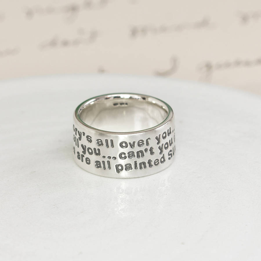personalised sterling silver message ring by notes jewellery ...