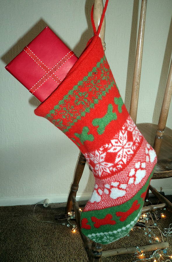 Knitted Fairisle Dog Christmas Stocking By Willieratbag