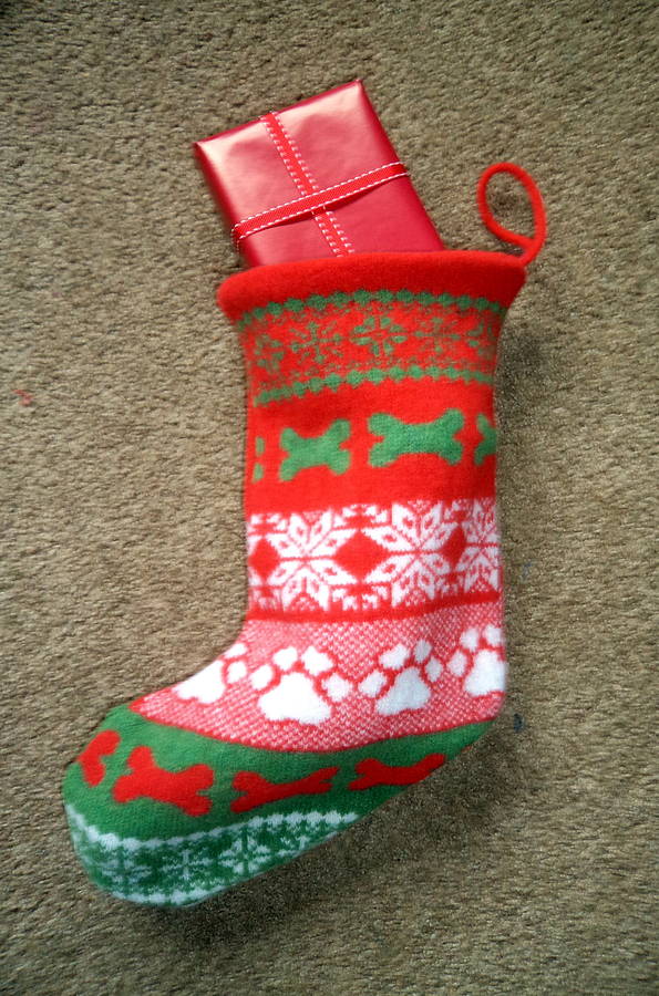 Knitted Fairisle Dog Christmas Stocking By Willieratbag