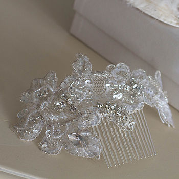 Beaded Lace Hair Comb / Band 'Gretta', 8 of 11