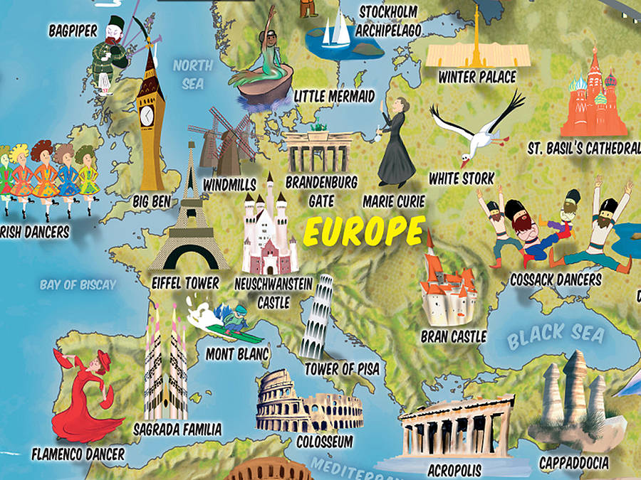 kids cartoon map of the world by maps international