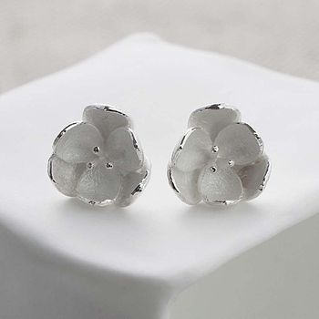 Sterling Silver Blossom Necklace And Stud Earrings Set, 2 of 6