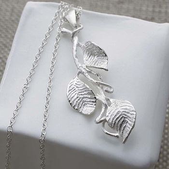 Sterling Silver Leaves Necklace And Earrings Set, 4 of 6