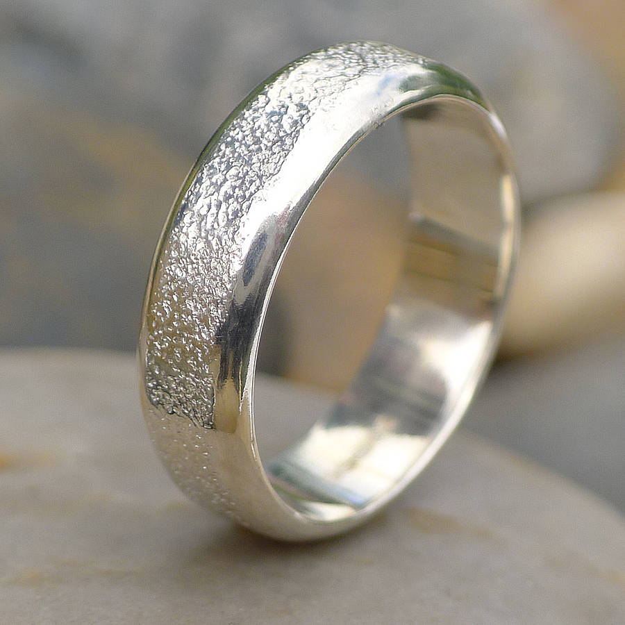 men's silver ring with concrete texture by lilia nash jewellery