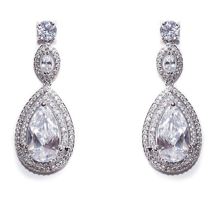 Peardrop Vintage Style Crystal Earrings By Queens & Bowl ...