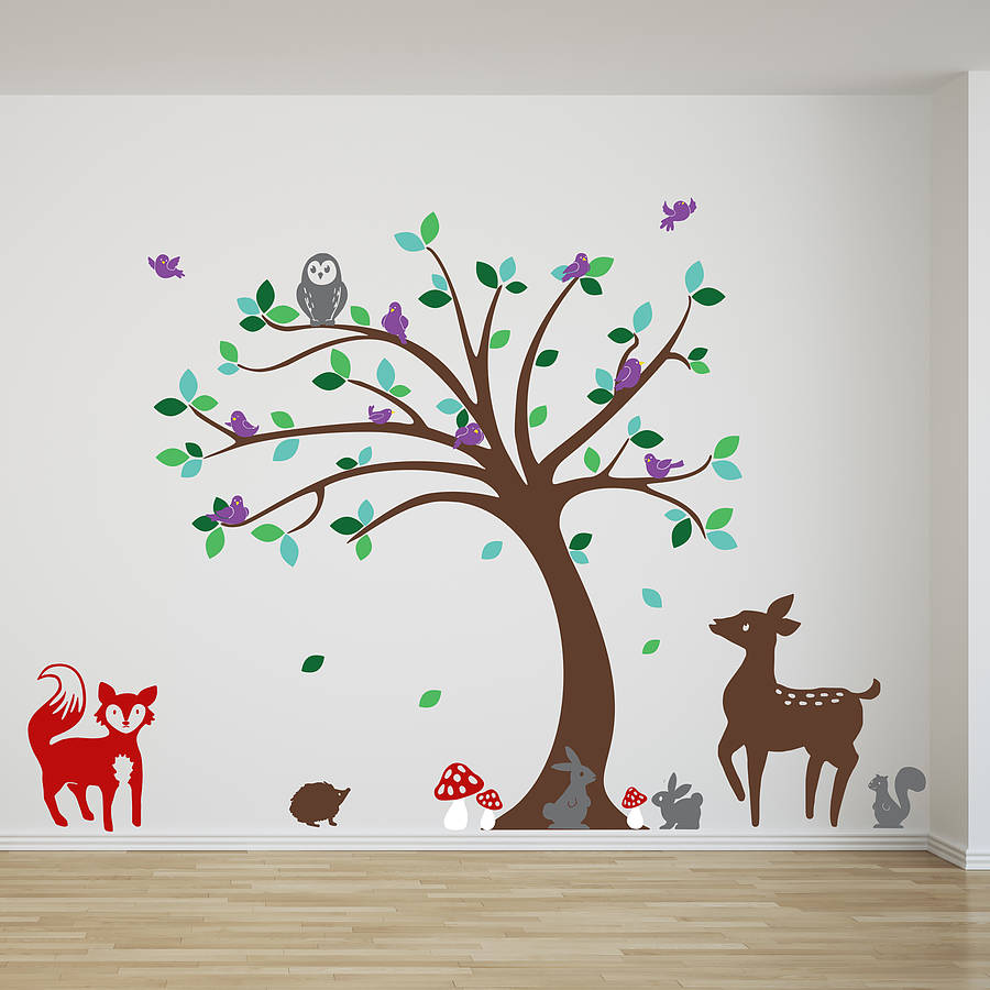 Children's Tree And Animals Wall Stickers By Oakdene Designs