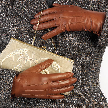Kate. Women's Silk Lined Button Leather Gloves, 7 of 11