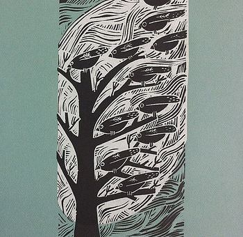 Waiting To Fly Lino Cut With Chine Colle.Unavailable, 2 of 3
