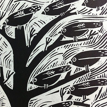 Waiting To Fly Lino Cut With Chine Colle.Unavailable, 3 of 3