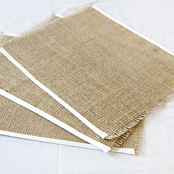 Four Christmas Satin Edged Hessian Table Mats By Baloolah Bunting ...