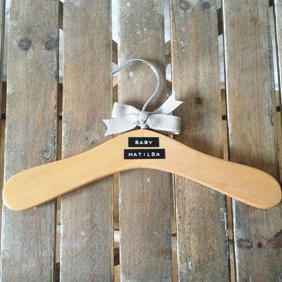 Personalised Wooden Baby Clothes Hanger By Jodie Gaul Personalised Wooden Baby Clothes Hanger