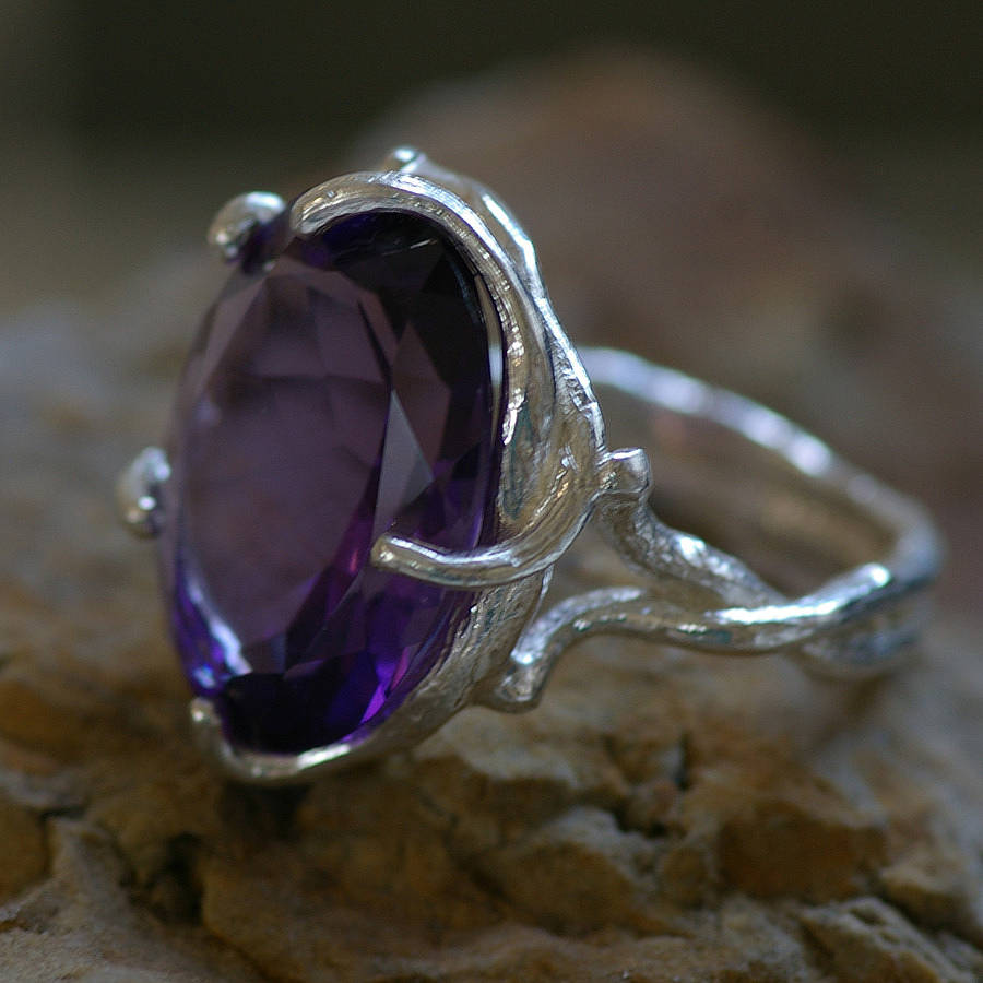 Silver And Purple Zirconia Dress Ring By Anthony Blakeney