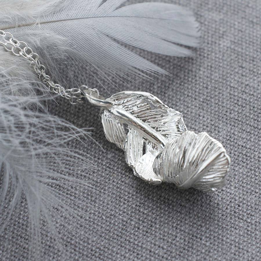 Sterling Silver Furl Feather Necklace By Martha Jackson Sterling Silver