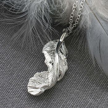 Sterling Silver Furl Feather Necklace, 3 of 9