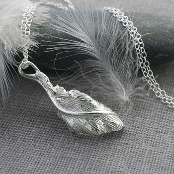 Sterling Silver Furl Feather Necklace, 5 of 9