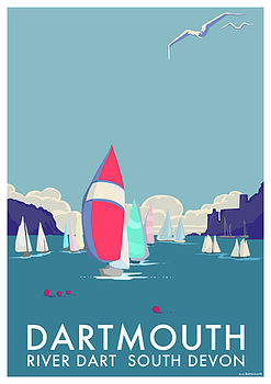 Dartmouth Vintage Style Seaside Travel Poster, 2 of 2