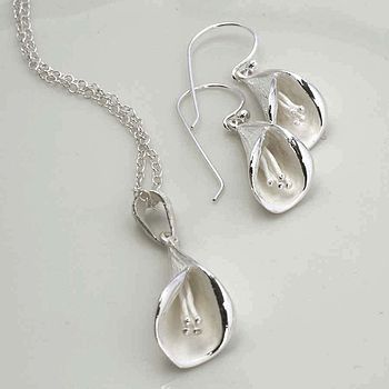 Sterling Silver Calla Lily Dangly Earrings, 3 of 6