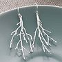 Silver Twig Branch Dangly Earrings, thumbnail 2 of 3