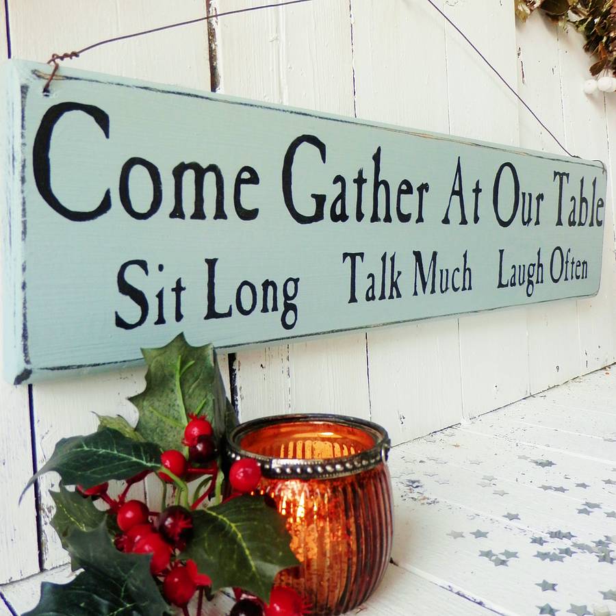 personalised 'come gather at our table' sign by potting ...