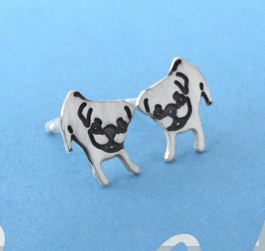 Sterling Silver Puppy Pug Earrings