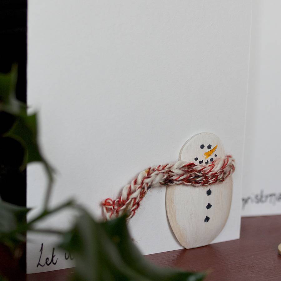 Handmade wooden cutlery christmas card by furniture 