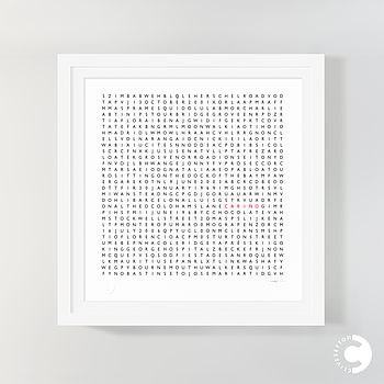 Personalised Word Search Art Print With 100 Words, 7 of 12