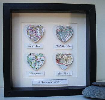 Personalised Map Hearts Story Picture | Wedding Gift, 8 of 11