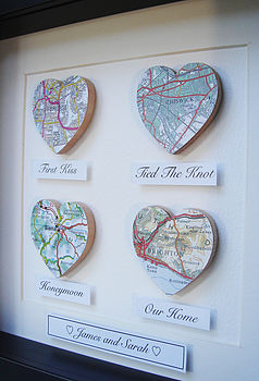 Personalised Map Hearts Story Picture | Wedding Gift, 11 of 11