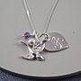 Silver Birthstone Necklace With Swallow, thumbnail 4 of 6