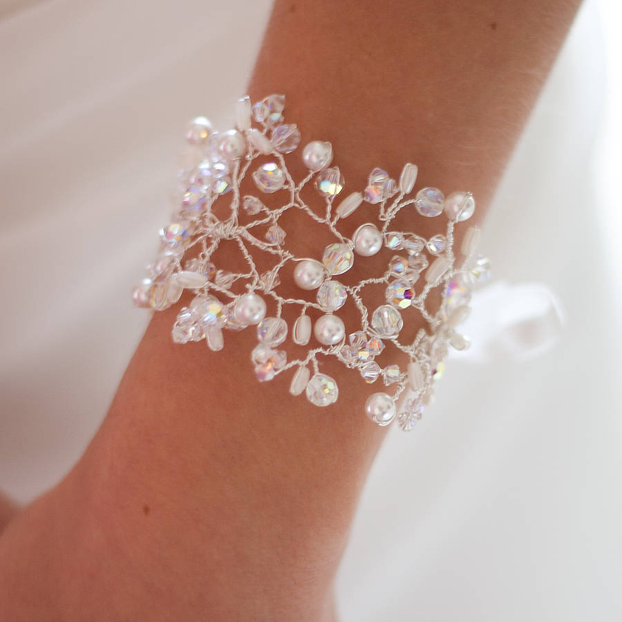 Pearl And Crystal Florence Bridal Cuff, 1 of 4