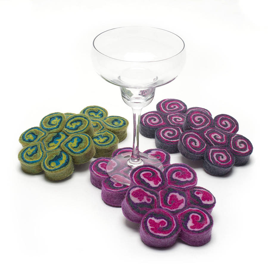Handmade Felt Swirl Coasters Set Of Two By Felt so good