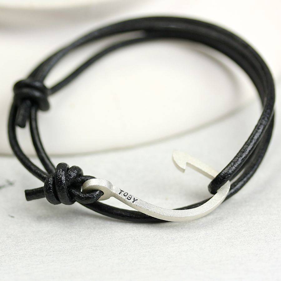 personalised men's leather hook bracelet by lisa angel ...