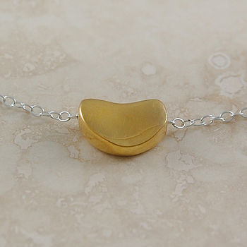 Sterling Silver Gold Bean Necklace, 2 of 9