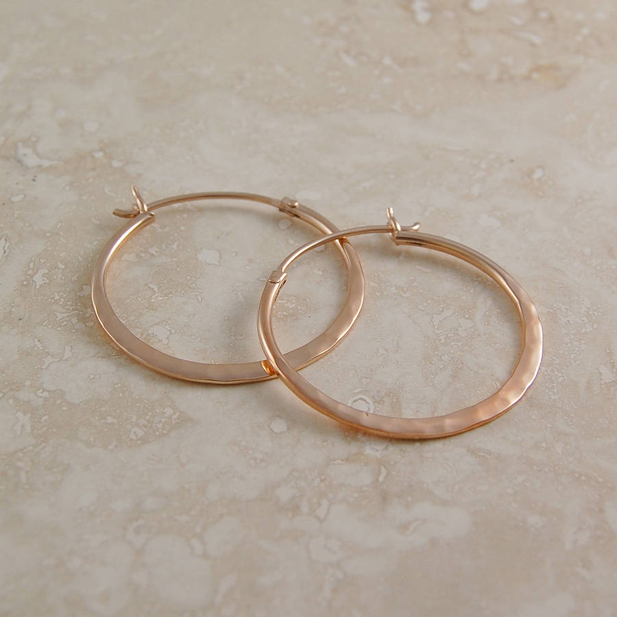 battered small rose gold hoop earrings by otis jaxon silver jewellery ...