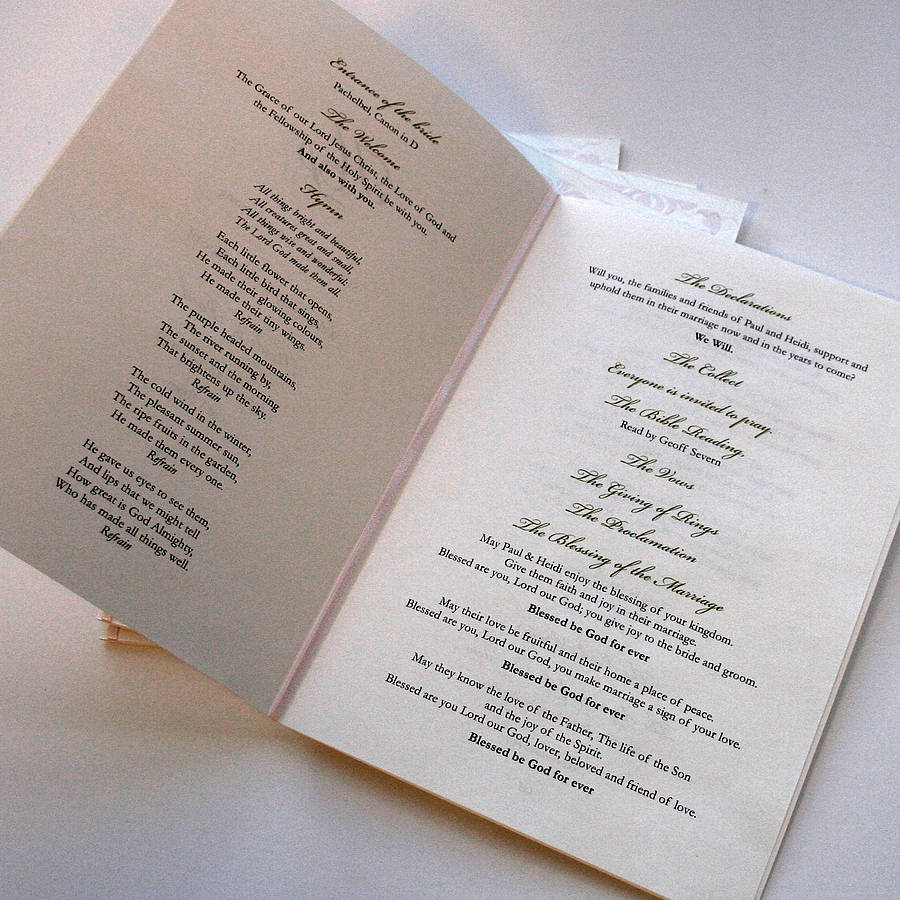 Order Of Service By Natalie Ryan Design Notonthehighstreet