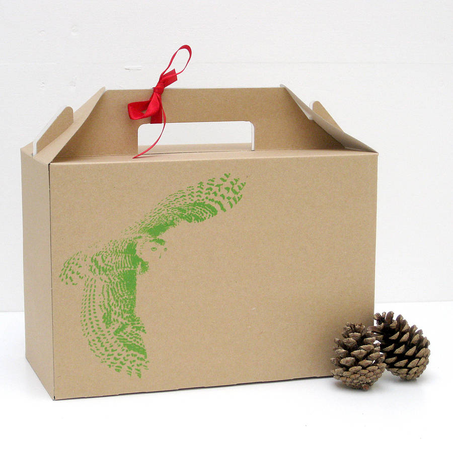 screen printed owl design gift box by rolfe & wills ...