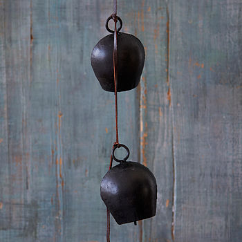 Charcoal Hanging Five Iron Bells For Indoor Or Outdoor, 2 of 3