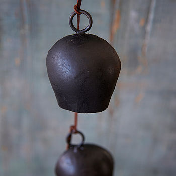 Charcoal Hanging Five Iron Bells For Indoor Or Outdoor, 3 of 3