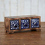 Mango Wood Daisy Blue Three Ceramic Trinket Box, thumbnail 1 of 2