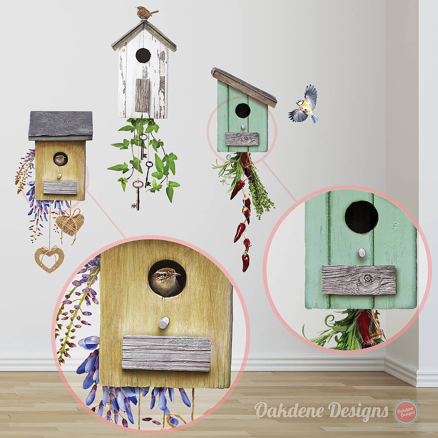 English Birdhouse Wall Sticker Set By Oakdene Designs