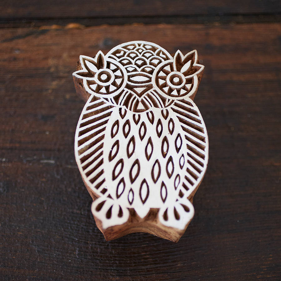 owl design wooden block by paper high