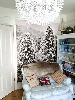 Christmas Snowy Trees Self Adhesive Wallpaper, 8 of 9