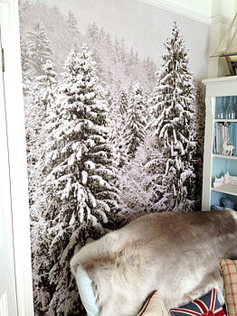 Christmas Snowy Trees Self Adhesive Wallpaper, 7 of 9