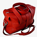 personalised handcrafted red leather overnight bag by freeload leather ...