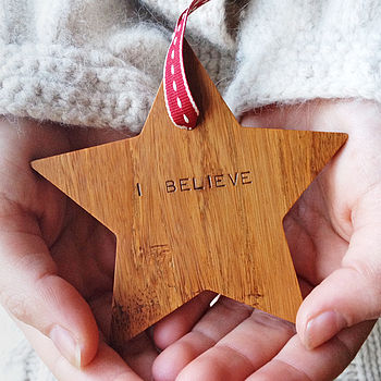 I Believe Wooden Christmas Star Decoration, 2 of 9