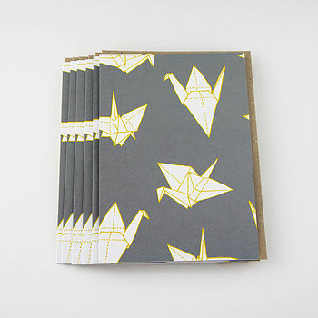 Set Of Six Origami Crane Greetings Cards, 2 of 5