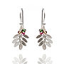 Silver Leaf Earrings In Solid 925 Sterling Silver, thumbnail 1 of 5