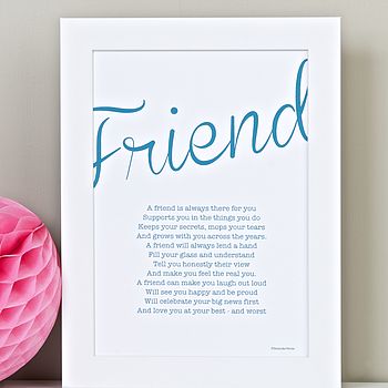 Friend Personalised Print With Friendship Poem, 3 of 7
