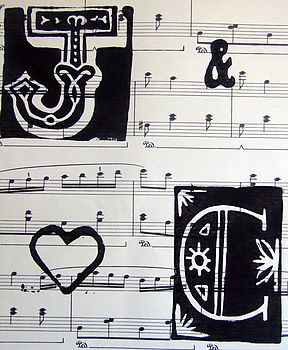 Personalised Vintage Sheet Music Initials Art Print, 7 of 8