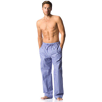 Men's Blue And White Striped Pj Bottoms By Pj Pan | notonthehighstreet.com